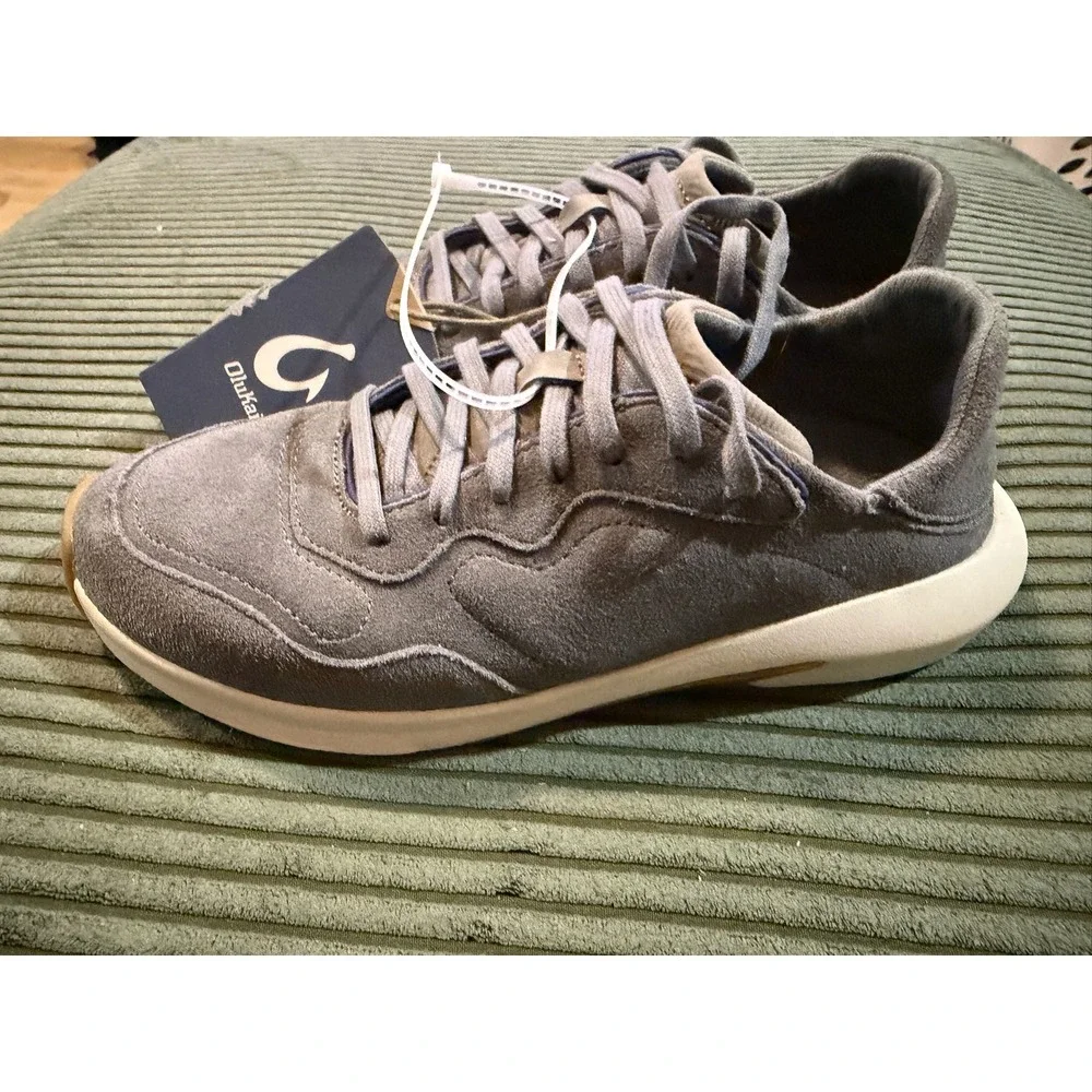 OluKai Koheo Mens Charcoal Grey Suede Sneakers Shoes‎ 10525-2626 Size 7 NEW